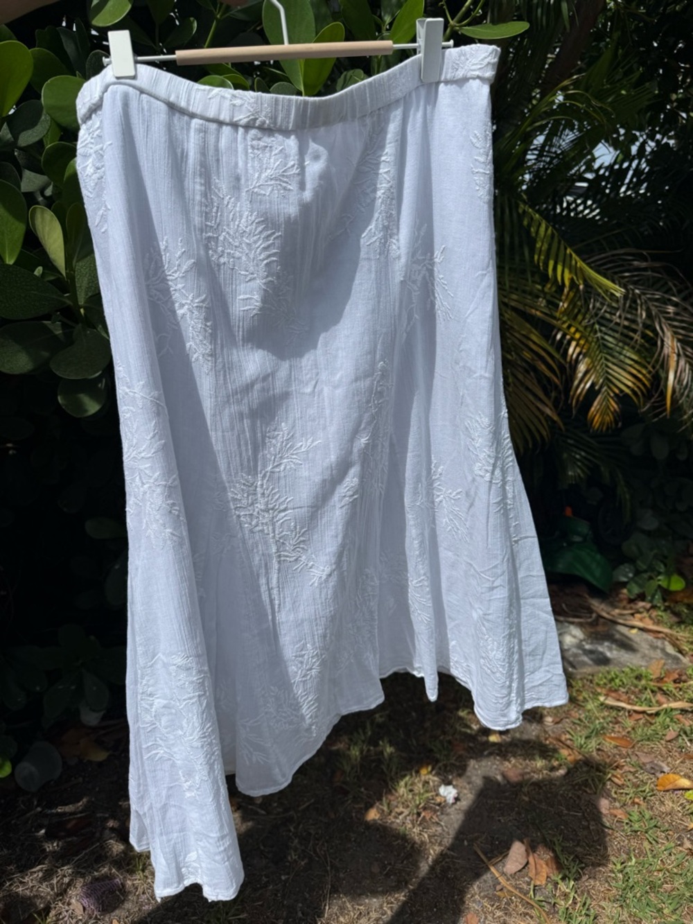JM Collection Beachy Coastal Midi Skirt 16 White Cotton Capsule Vacation,Lined